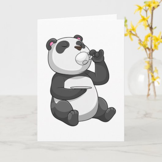 Panda mit Teecup Karte (Gelbe Blume)