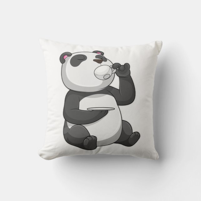 Panda mit Teecup Kissen (Vorderseite)