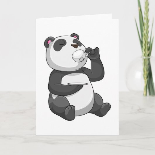 Panda mit Teetasse Karte (Vorderseite)
