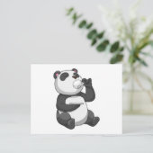 Panda mit Teetasse Postkarte (Stehend Vorderseite)