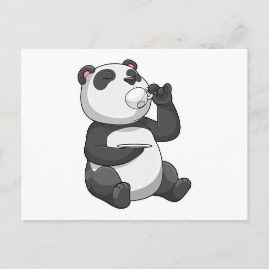 Panda mit Teetasse Postkarte (Vorderseite)
