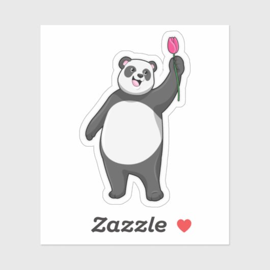 Panda mit Tulip Aufkleber (Blatt)