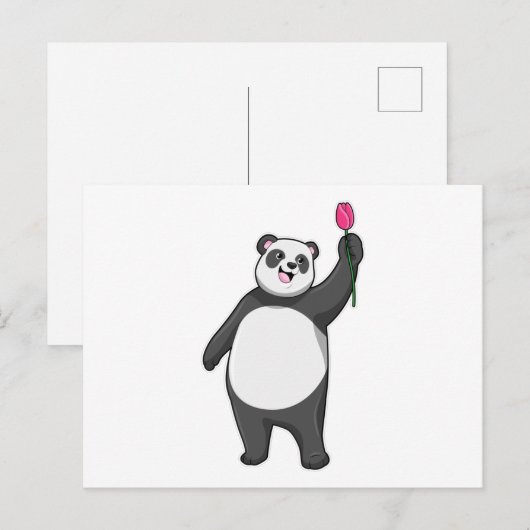 Panda mit Tulip Postkarte (Vorne/Hinten)