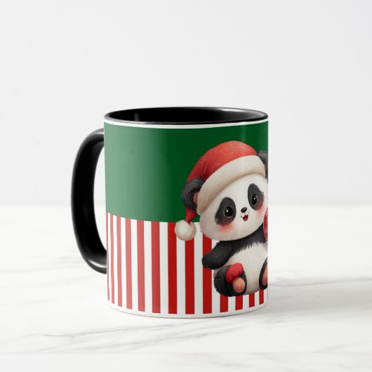 Panda mit Weihnachtsdekoration Tasse (Vorderseite Links)