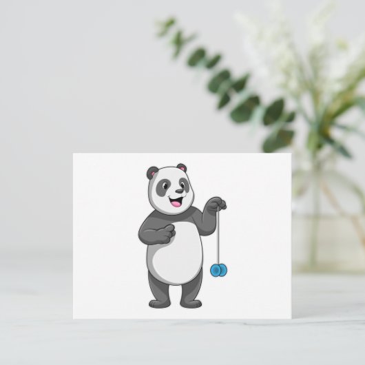 Panda mit Yo-yo Postkarte (Stehend Vorderseite)