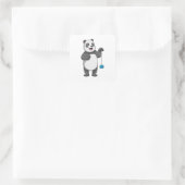 Panda mit Yo-yo Quadratischer Aufkleber (Tasche)