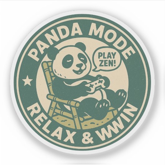Panda Mode Relax Win Gaming Aufkleber (Vorderseite)
