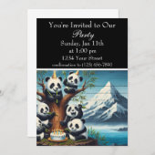 Panda-Monium Birthday Bash Einladung (Vorne/Hinten)