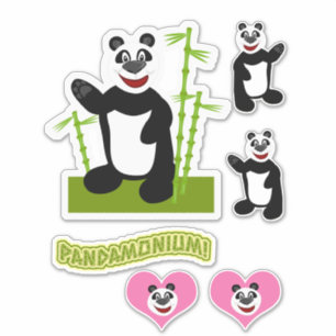 Panda-monium Niedlich Cartoon Panda Bären Set Aufkleber