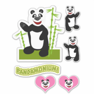 Panda-monium niedliches Cartoon-Panda-Bärn-Set Aufkleber