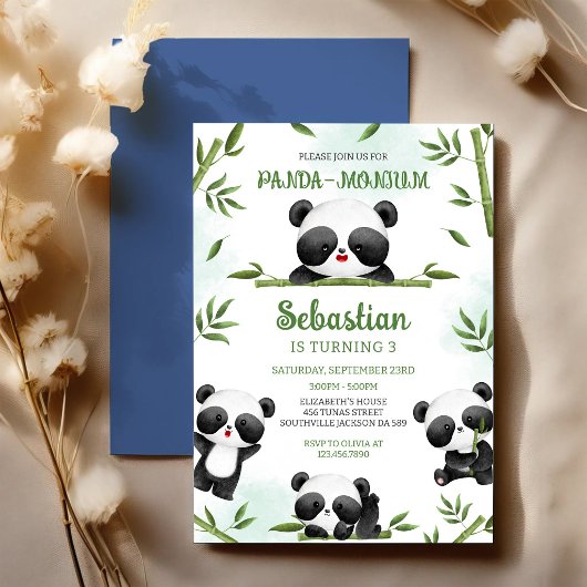 Panda-monium Panda Geburtstag Einladung