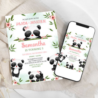 Panda-monium Panda Geburtstagseinladung Einladung