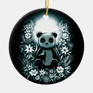 Panda Moon Keramik Ornament