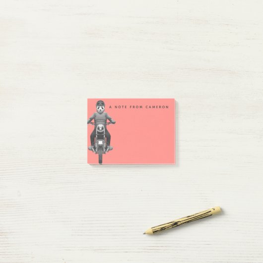 Panda Motorcyle Reiter | addieren Ihren Namen Post-it Klebezettel (Auf Schreibtisch)