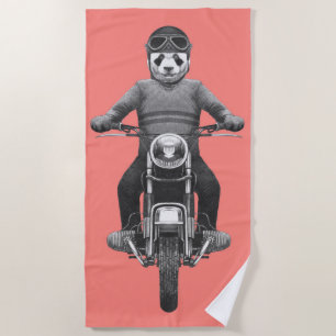 Panda Motorcyle Reiter Strandtuch