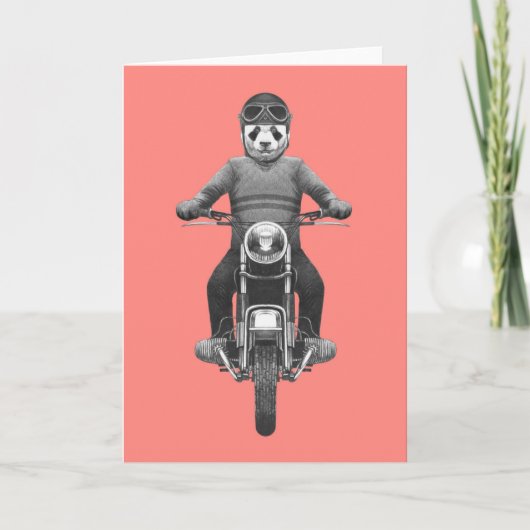 Panda Motorcyle Rider Karte (Vorderseite)