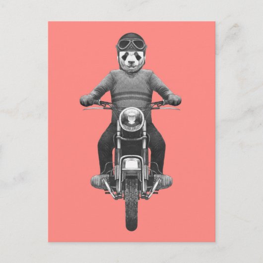 Panda Motorcyle Rider Postkarte (Vorderseite)