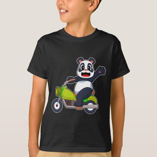 Panda Motorrad T-Shirt (Vorderseite)
