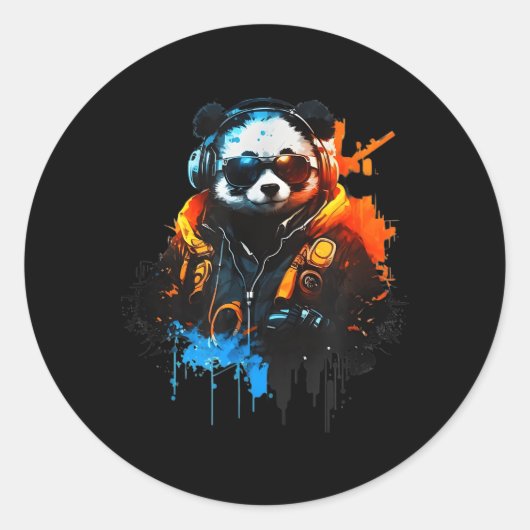Panda Music Dj Controller Gaming Panda Runder Aufkleber (Vorderseite)