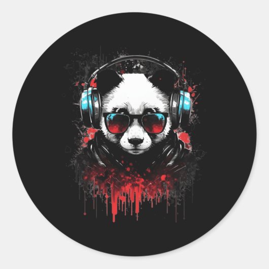 Panda Music Dj Controller Gaming Panda Runder Aufkleber (Vorderseite)