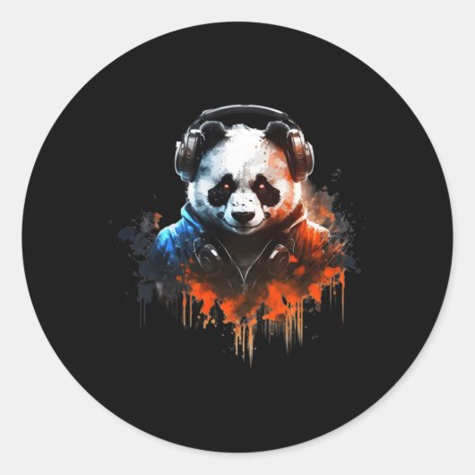 Panda Music Dj Controller Gaming Panda Runder Aufkleber (Vorderseite)
