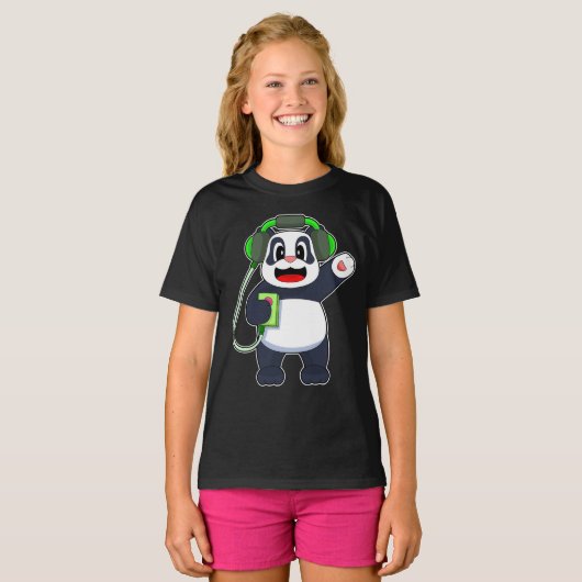 Panda Musician Headphone Music T-Shirt (Vorne ganz)