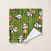 Panda-Muster 2 Badhandtuch Set (Waschlappen)