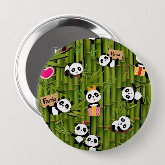 Panda-Muster 2 Button (Vorne & Hinten)