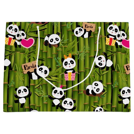 Panda-Muster 2 Große Geschenktüte (Vorderseite)