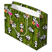 Panda-Muster 2 Große Geschenktüte (Rückseite Schrägansicht)