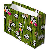 Panda-Muster 2 Große Geschenktüte (Vorderseite Schrägansicht)