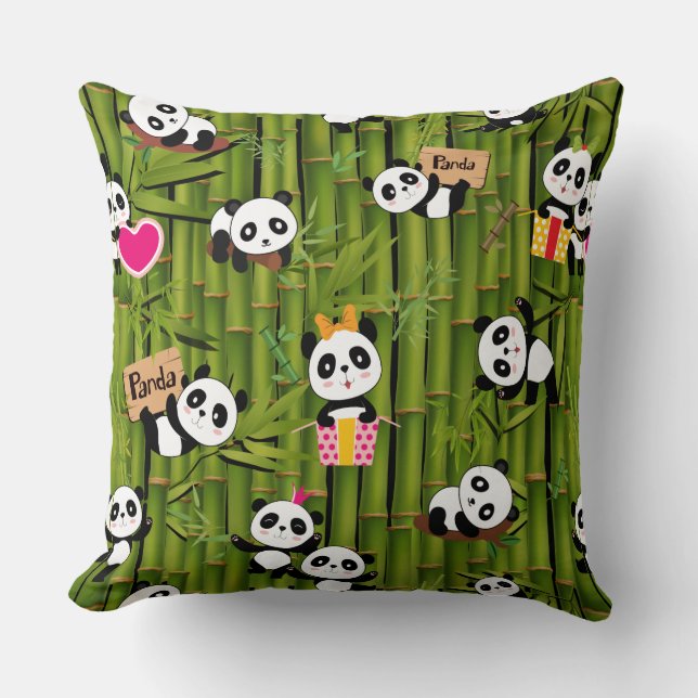 Panda-Muster 2 Kissen (Vorderseite)
