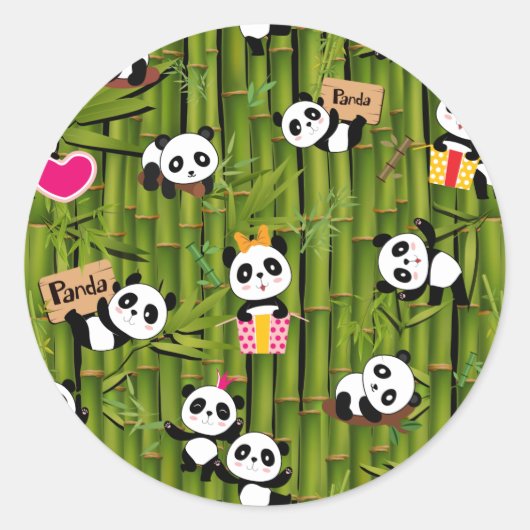 Panda-Muster 2 Runder Aufkleber (Vorderseite)