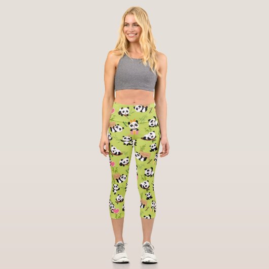 Panda-Muster 3 Capri Leggings (Vorderseite)