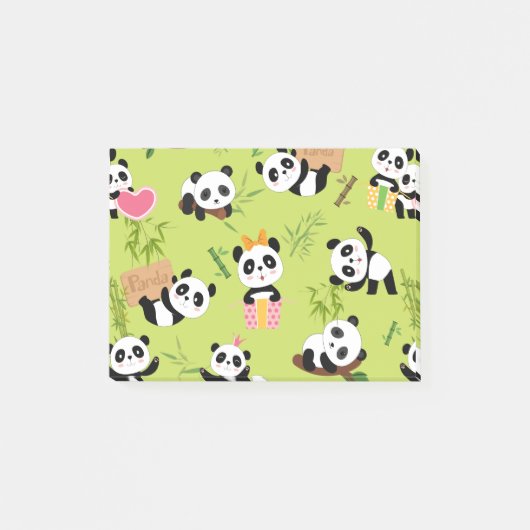 Panda-Muster 3 Post-it Klebezettel (Vorderseite)
