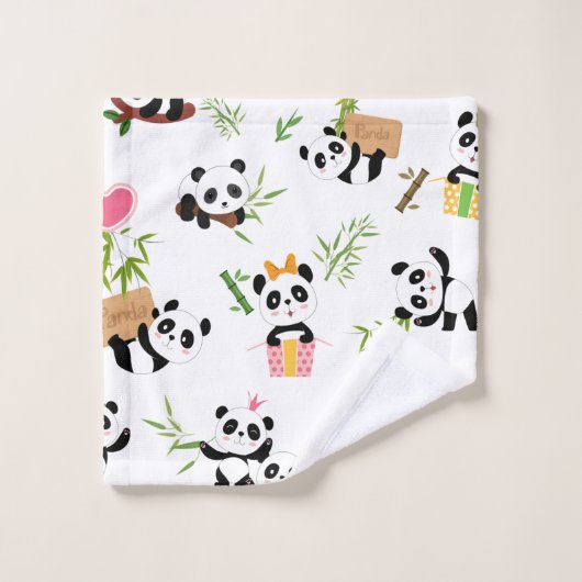 Panda-Muster Badhandtuch Set (Waschlappen)