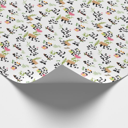 Panda-Muster Geschenkpapier (Ecke)