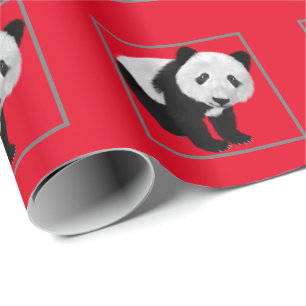 Panda-Muster - Hintergrundfarbe änderbar   Geschenkpapier