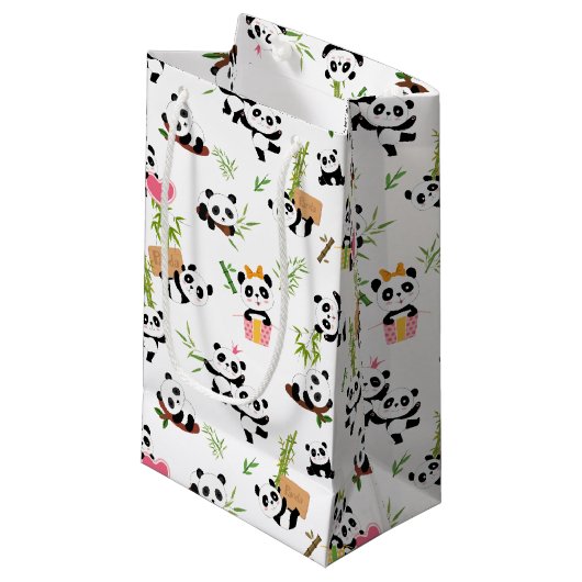 Panda-Muster Kleine Geschenktüte (Vorderseite Schrägansicht)