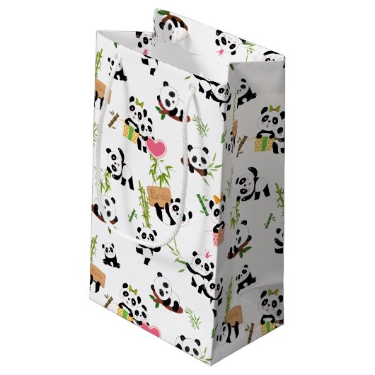 Panda-Muster Kleine Geschenktüte (Rückseite Schrägansicht)