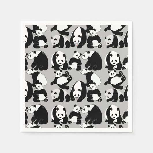 Panda Muster LGrey BG Serviette (Vorderseite)
