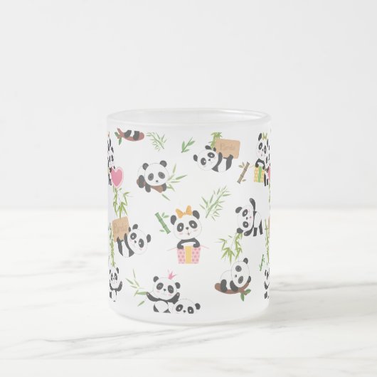 Panda-Muster Mattglastasse (Mittel)