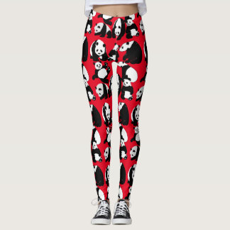 Panda Muster Red BG Leggings