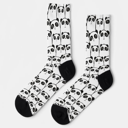 Panda Muster schwarz-weiß Socken (Linkes Detail)