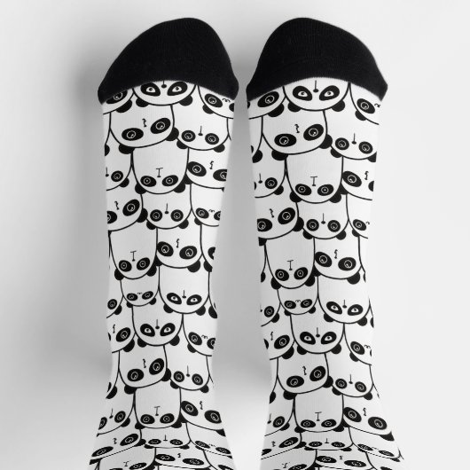 Panda Muster schwarz-weiß Socken (Oben)