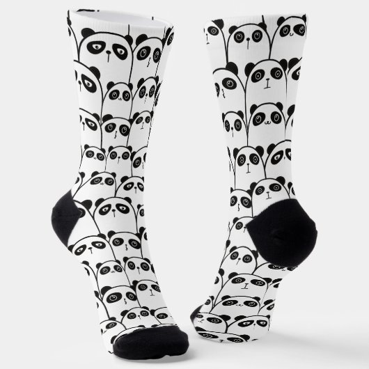 Panda Muster schwarz-weiß Socken (Gewinkelt)