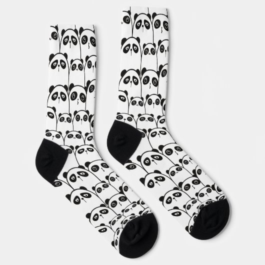Panda Muster schwarz-weiß Socken (Rechts)