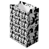 Panda Muster White BG Mittlere Geschenktüte (Vorderseite Schrägansicht)