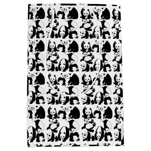 Panda Muster White BG Mittlere Geschenktüte (Vorderseite)