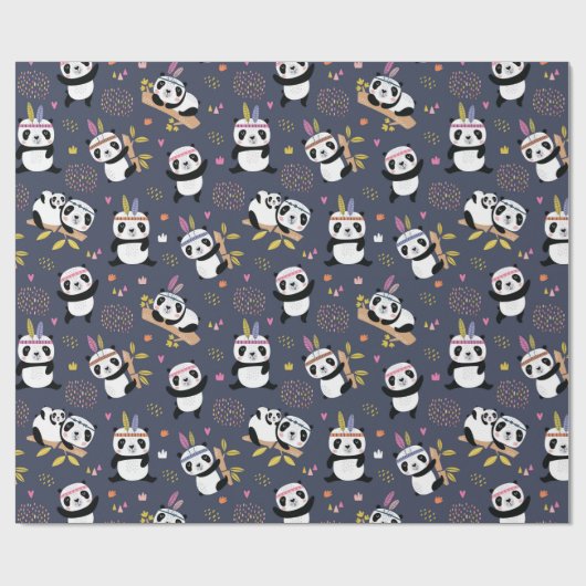 Panda Muster Wrapping Paper Geschenkpapier (Flach)